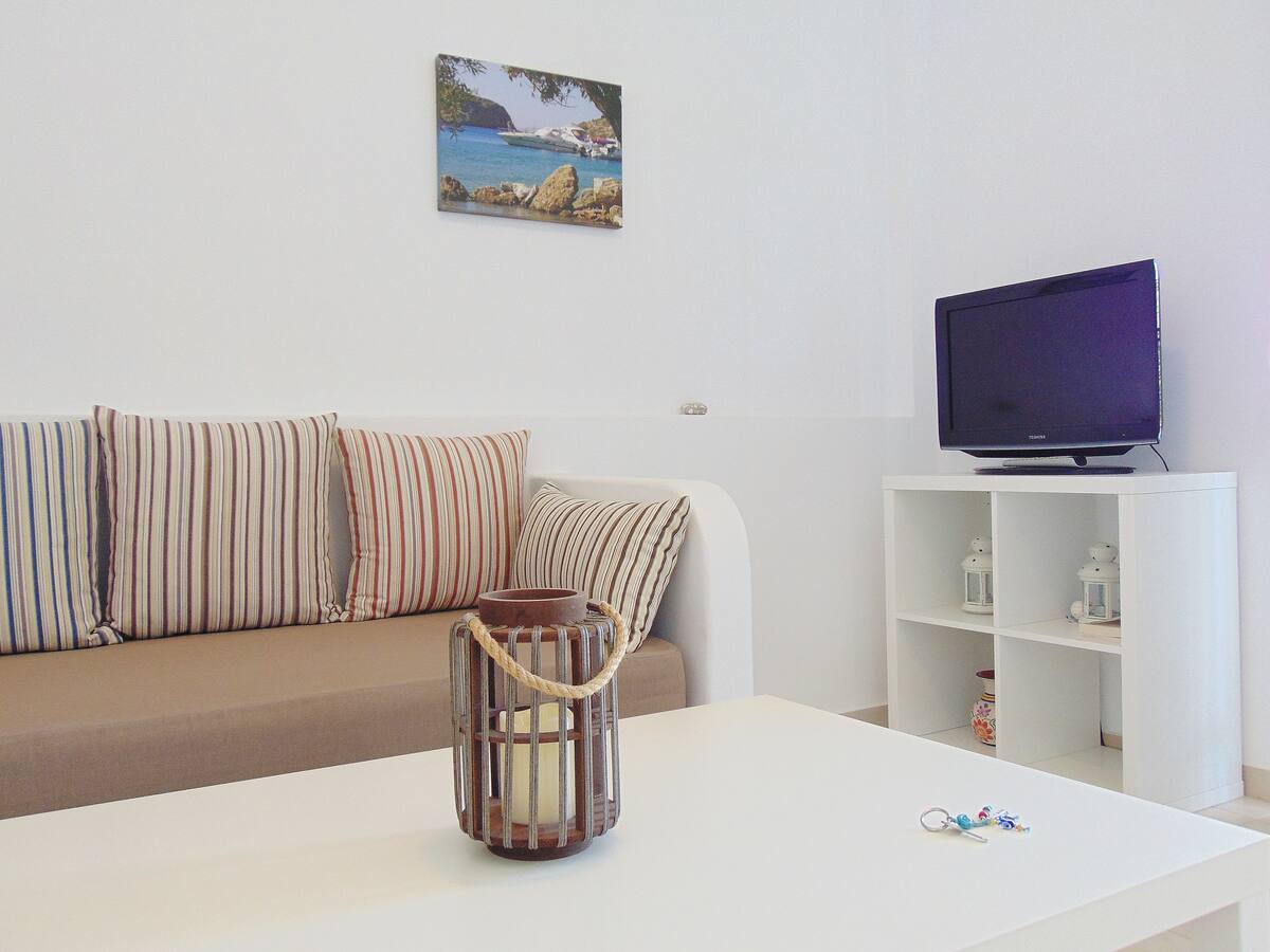 The sitting area of the apartment