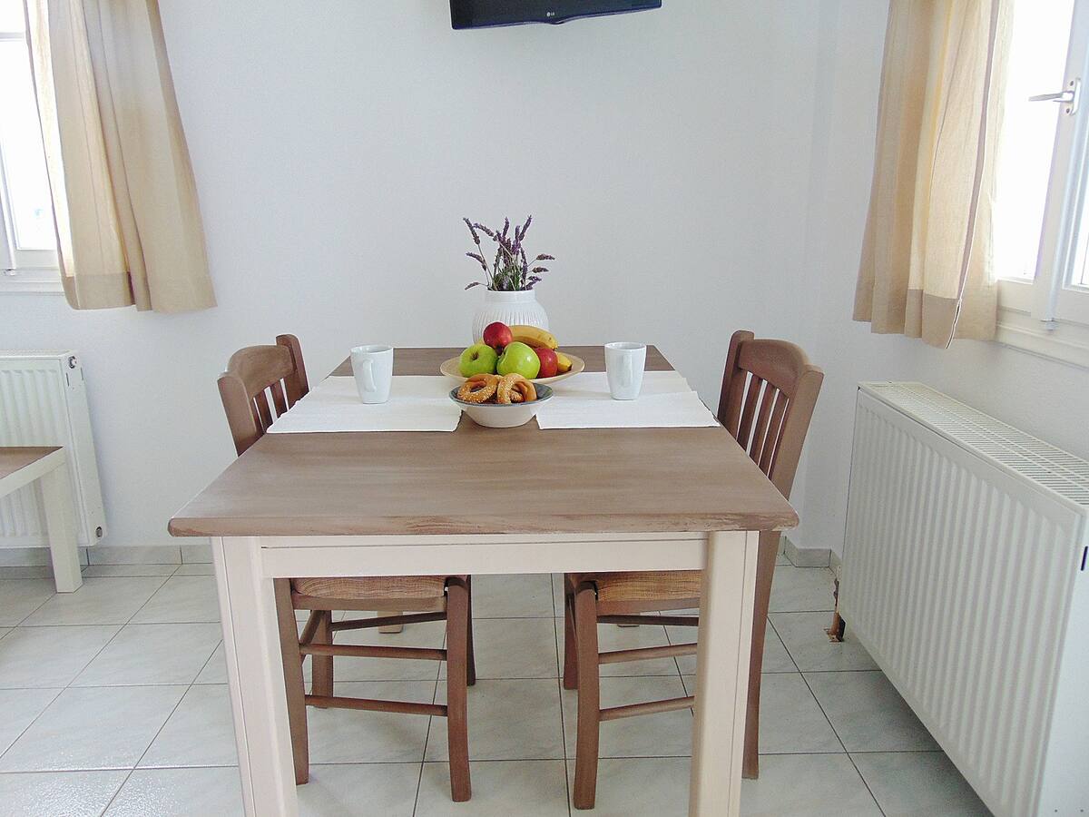 Dinning table in the spacious apartment